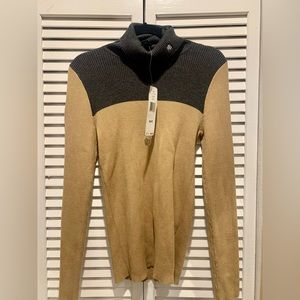 Ralph Lauren Camel/Grey Turtle Neck Sweater Size Medium-Petite. NWT